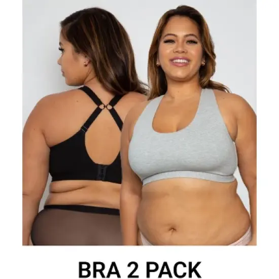 Curvy Couture Women's Cotton Comfort Bralette 2-Pack image {7}