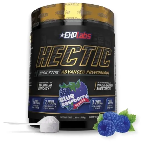 EHPlabs Hectic PreWorkout &ndash; High-Stim Energy & Performance Booster with Caffeine, Beta-Alanine & Electrolytes & Hydration &ndash; 40 Serves (Blue Raspberry) image {6}