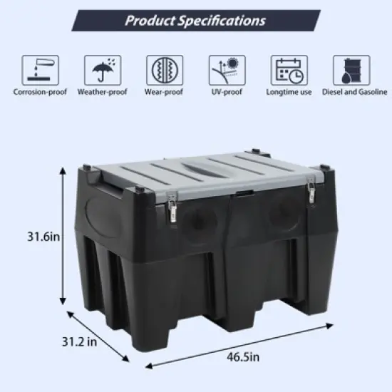 Transfer Tank, 128 Gallon Capacity, Transfering Tank with 12v DC 10 GPM Transfer Pump & 13.1Ft Rubber Hose image {1}