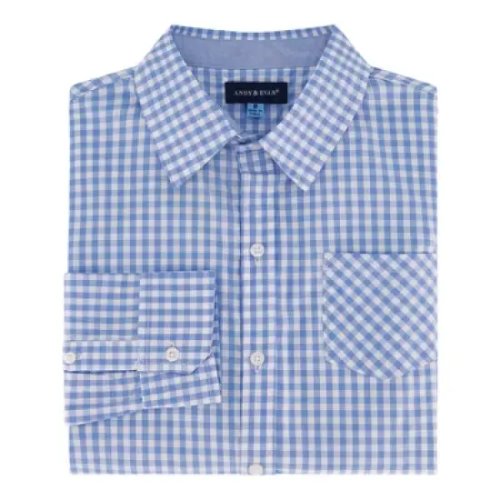 Andy & Evan Toddler Light Blue Gingham Button Down Shirt, Size 2T image {3}