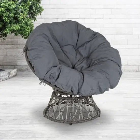 Flash Furniture Bowie Comfort Series Swivel Patio Chair with Dark Gray Cushion image {1}
