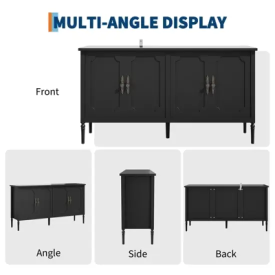Large Sideboard Cabinet, 59" Modern Credenza Buffet Table Coffee Bar Wine Bar, Storage Cabinet with Adjustable Shelves image {5}