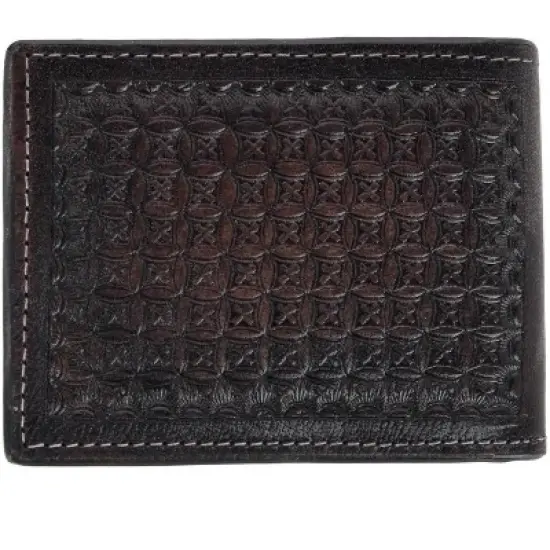 American Bison Men's Leather Hand Tooled Bifold Wallet image {4}