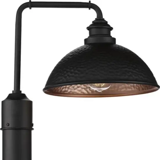 Progress Lighting Englewood 1-Light Outdoor Post Lantern, Steel, Black, Antique Bronze Hammered Shade image {4}
