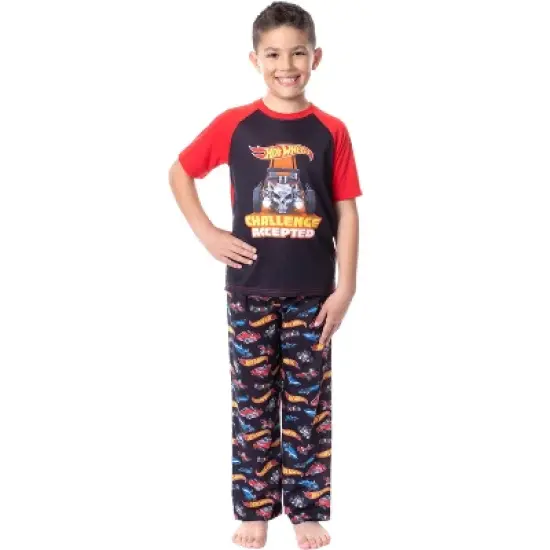 Hot Wheels Cars Boys' Challenge Accepted Raglan Sleep Pajama Set Black image {4}