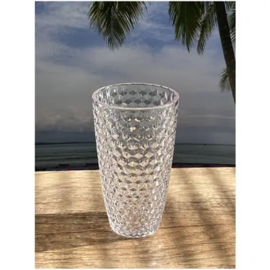 Diamond Cut Acrylic Glasses Drinking Set of 4 (19oz), Plastic Drinking Glasses, BPA Free Cocktail Glasses, Drinkware Set, Drinking Water Glasses image {2}