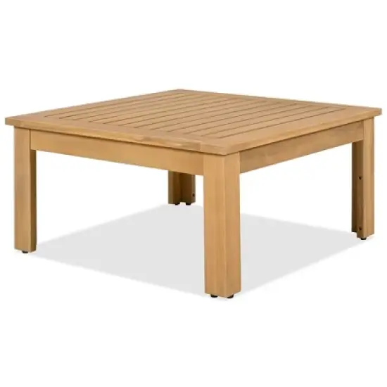 Merax 4-Piece Acacia Wood Outdoor Sofa Set with a Coffee Table and Adjustable Foot Pads image {8}