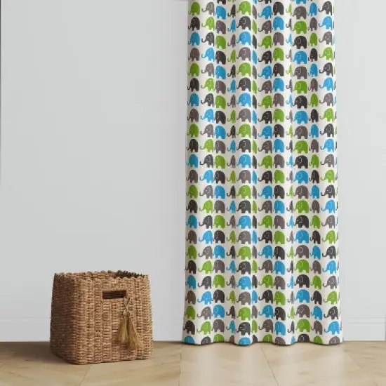 Bacati - Elephants Aqua/Lime/Grey Curtain Panel image {2}