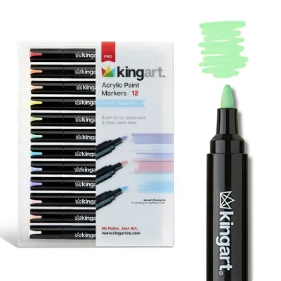 KINGART PRO Acrylic Paint Markers 12 Pastel Colors image {12}