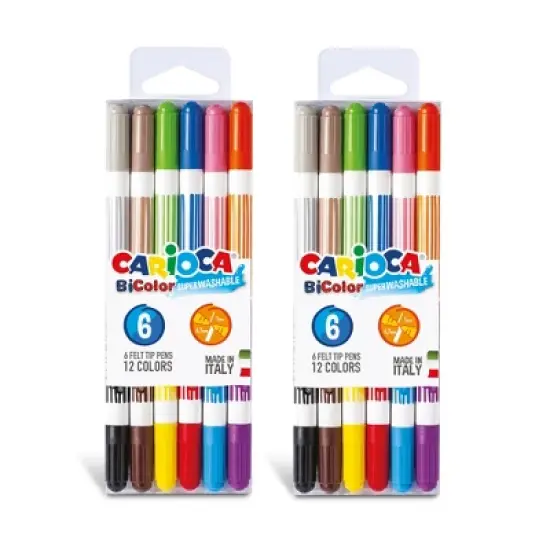 CARIOCA BiColor Washable Felt Tip Pens, 6 Per Pack, 2 Packs image {5}