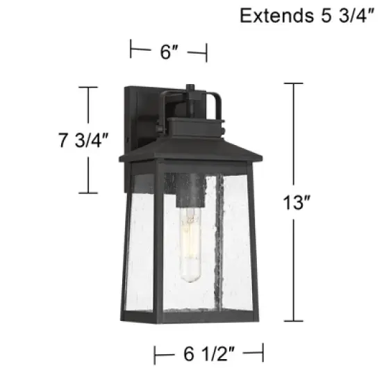 John Timberland Jubliee 13" High Modern Outdoor Wall Light Fixture Mount Porch House Exterior Outside Weatherproof Black Metal Clear Glass Shade image {3}