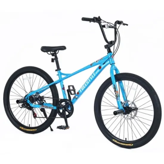 NicBex 26" Freestyle Kids Bike for Teens,7-Speed Grip Shifters,Steel Frame,Double Disc Brakes ,Freestyle MTB Bikes for Children,No Suspension image {7}