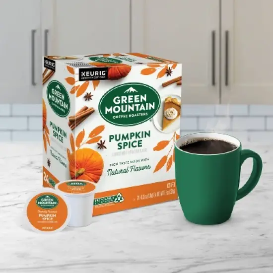24ct Green Mountain Coffee Pumpkin Spice Keurig K-Cup Coffee Pods Flavored Coffee Light Roast image {3}