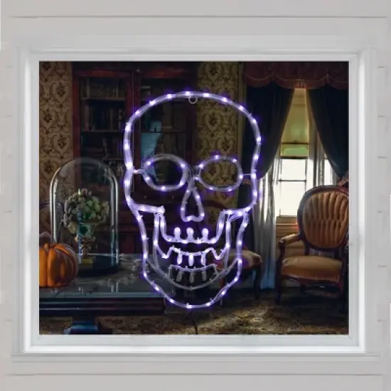 Northlight LED Lighted 4 Function Skull Halloween Window Decoration - 18" image {2}