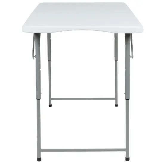 Flash Furniture 4-Foot Height Adjustable Bi-Fold Granite White Plastic Folding Table image {7}