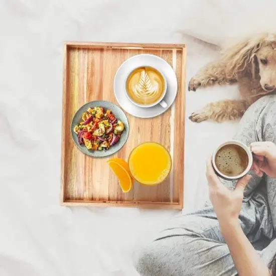 Attop Decorative Serving Trays Platter for Breakfast in Bed, Lunch, Dinner, Appetizers, Patio, Ottoman, Coffee Table, BBQ image {2}