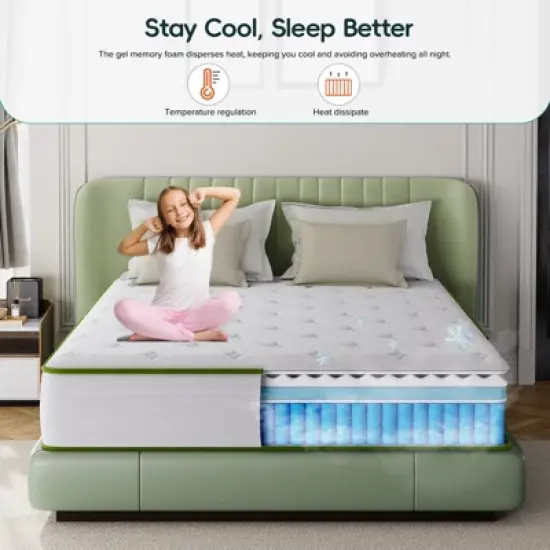 Swedrea Hybrid Mattress Medium Anti Static Cooling Gel Memory Foam Antisensitivity in White image {4}