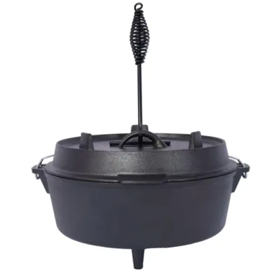 SEVOBAL Grill Cookware Outdoor Camping Pot with Skillet Lid for Group Cooking and Campfire Use Area, Black, 13"*13"*9.2" image {3}
