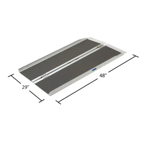 Silver Spring Mobility and Utility Ramp, 4 Foot Long Single Folding Textured Grit Traction Surface, 600 lb Capacity with 2 Inch Side Rails, Silver image {3}