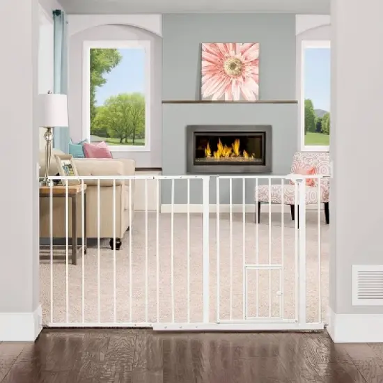 Carlson Maxi Gate with Door for Dog Crate - White image {2}