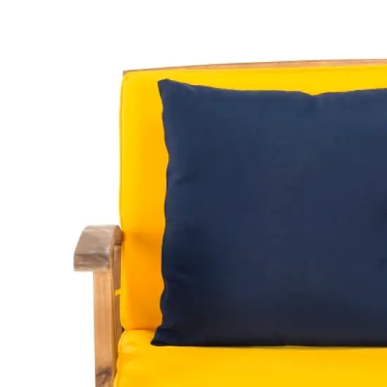 4pc Fontana Outdoor Set Teak Look/Yellow - Safavieh image {4}