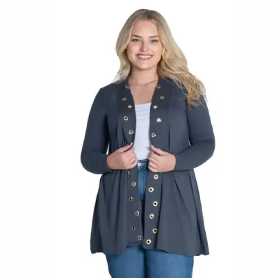 Womens Plus Size Long Sleeve Mid Thigh Open Front Cardigan image {3}