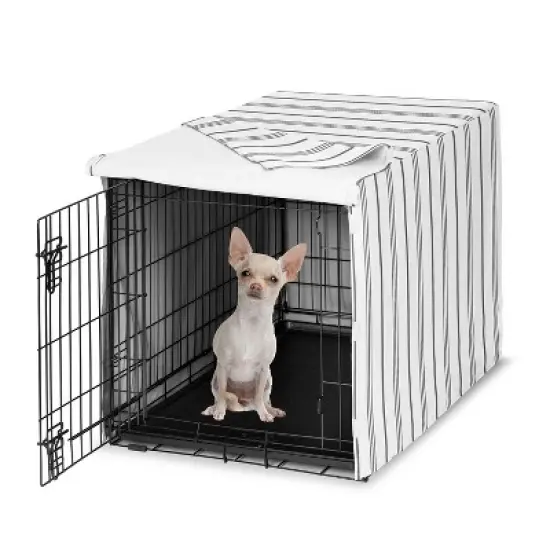 Sweet Jojo Designs Dog Crate Kennel Cover 24in. Stripe White and Grey image {6}