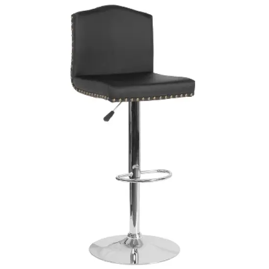 Flash Furniture Bellagio Contemporary Adjustable Height Crown Back Barstool with Accent Nail Trim image {12}