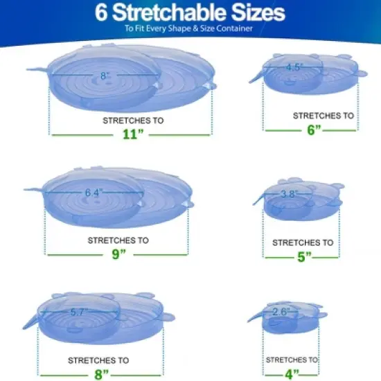 5 Star Super Deals Silicone Stretch Food Lids 24 Rectangular Pack - Reusable Leak-Proof Containers Covers for Fresh Food Storage & Plastic Containers image {2}