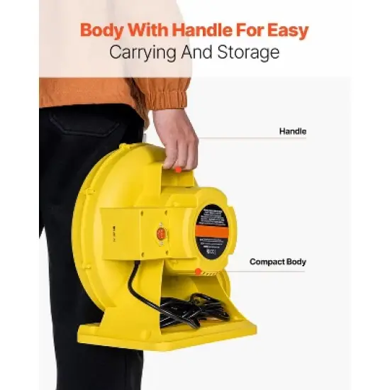 VEVOR Inflatable Blower, 680&750W, 1.0HP Bounce House Blower, Pump Commercial Air Blower for Inflatables, Yellow image {5}