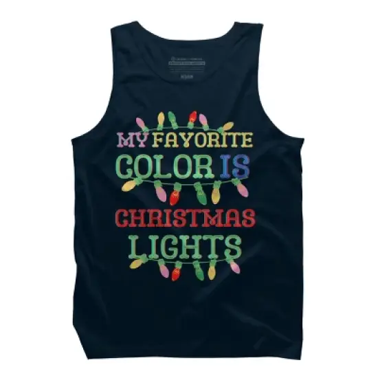Men's Design By Humans My Favorite Color Is Christmas Lights - Merry Christmas By SHOPP Tank Top image {5}
