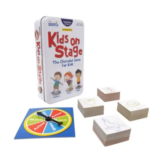 Briarpatch Kids on Stage Charades Game in a Tin: Educational Party Board Game for Creativity, 2+ Players, Includes Spinner & Cards image {2}