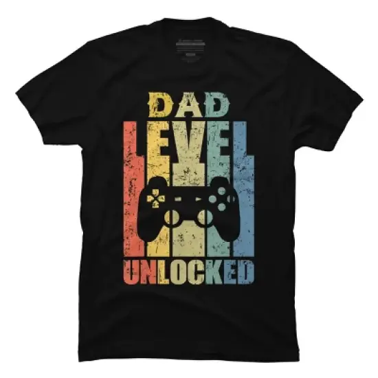 Men's Design By Humans Retro Gaming Dad Level Unlocked By MiuMiuShop T-Shirt image {2}