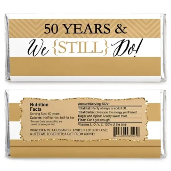 Big Dot of Happiness We Still Do - 50th Wedding Anniversary Party - Candy Bar Wrappers Party Favors - Set of 24 image {1}