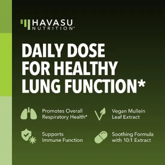 Mullein Leaf Capsule for Respiratory Health,  5000mg Extract 10:1 for Lung Support and Immune Function, Havasu Nutrition, 60ct image {1}