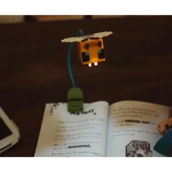 Minecraft Yellow Bee Battery-Powered Reading Light with Clip and Adjustable Arm image {5}