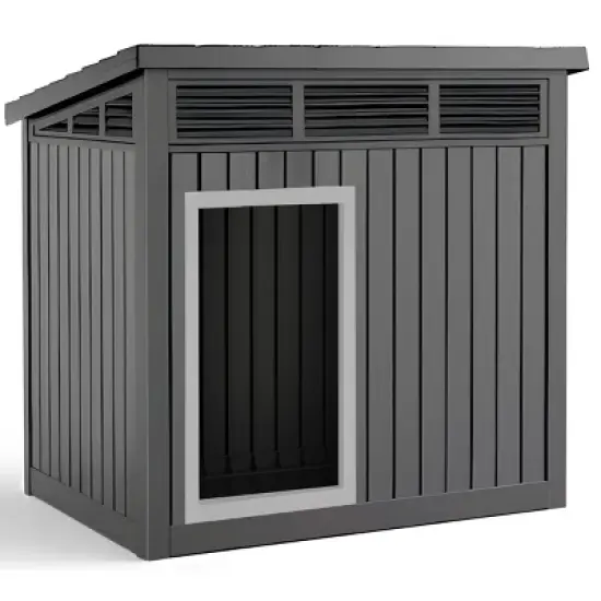 SEVOBAL Pet Crates and Houses All-Weather Dog House with Removable Floor, Indoor Outdoor Use, Medium to Large Dogs, Black, 32.2"*25.12"*24.13" image {5}