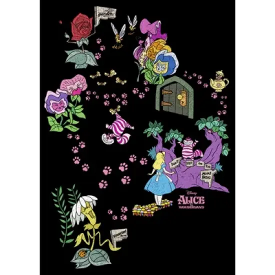 Men's Alice in Wonderland Follow the Cheshire Cat Tracks, Find Where it Leads T-Shirt image {1}