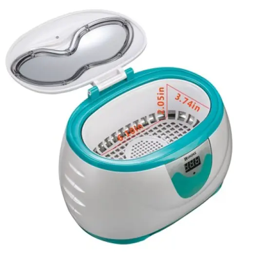 UKOKE UUC06G Ultrasonic Jewelry Cleaner &ndash; 0.6L Portable Timer Device for Eyeglasses, Dentures, Watches, Rings &ndash; Green, Deep Cleaning image {2}