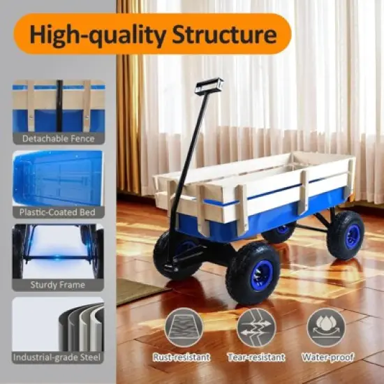 RISOKEYS Kids Wagon,with Removable Wooden Side Panels - Pet Wagon,Foldable Design,176lbs Capacity for Toys,Snacks and Outdoor Adventures image {5}