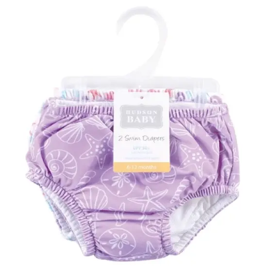 Hudson Baby Infant and Toddler Girl Swim Diapers, Sea Shells image {1}