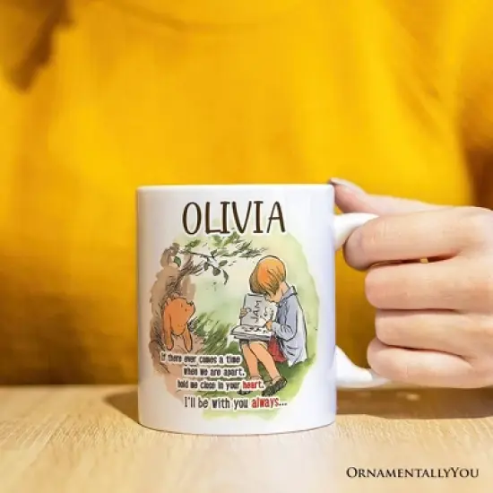 If We're Apart Keep Me in Your Heart Mug, Pooh and Friends Quote for Appreciation (Non-Custom Only)| OrnamentallyYou image {3}