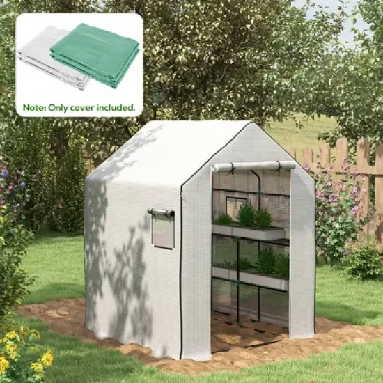 Outsunny Walk-in Greenhouse Cover Replacement for 01-0472, 55" x 56.25" x 74.75" Reinforced Anti-Tear PE Hot House Cover image {2}