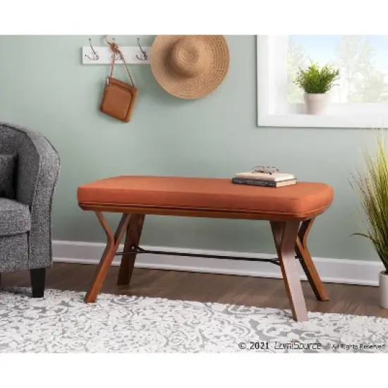 42" Folia Bench Polyester/Wood Walnut/Orange - LumiSource image {6}