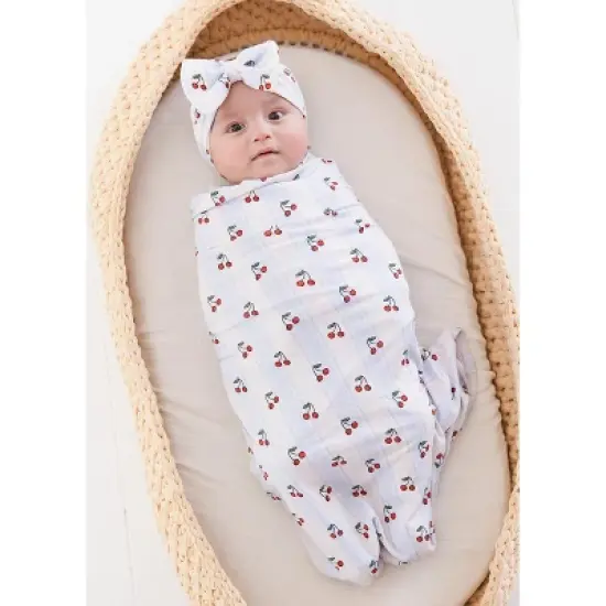 Stretchy Swaddle | Cherry Picker | Charlie Lou Baby image {5}