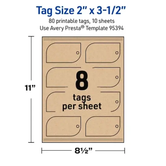 Avery Leaf Printable Tags, 2" x 3-1/2", Kraft Brown, 80 Total image {4}