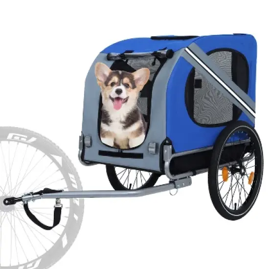 VASIP Large Pet Dog Bike Trailer - 100LB Capacity All-Terrain Pet Carrier, Folding Steel Frame for Cycling, Jogging & Camping,Black+Blue image {13}