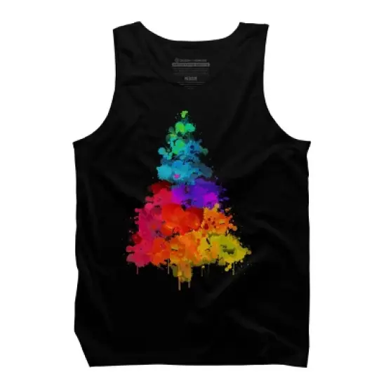 Men's Design By Humans Colorful Christmas Tree By DesignReadyStore Tank Top image {4}