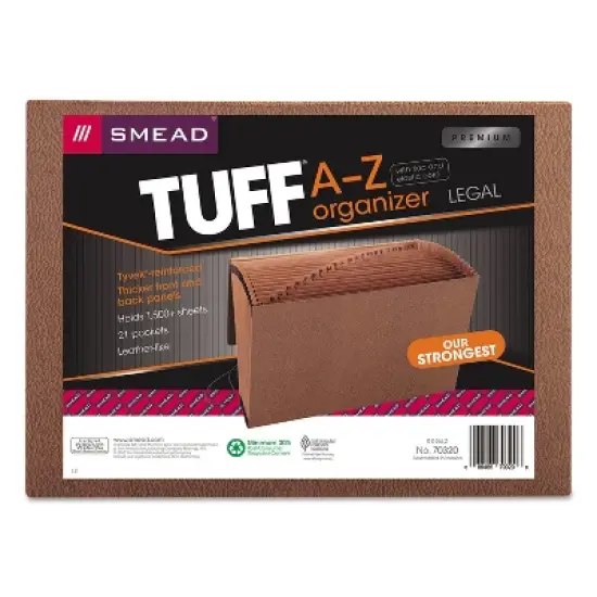 Smead TUFF Expanding Wallet, 21 Sections, Elastic Cord Closure, 1/21-Cut Tabs, Legal Size, Redrope image {5}