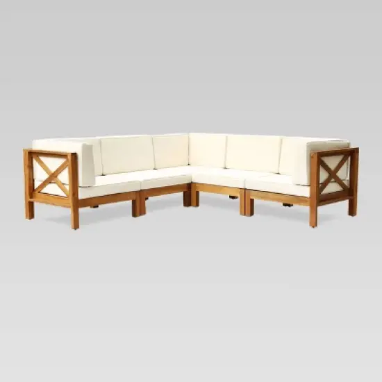 Brava 5pc Acacia Sectional Sofa Set - Christopher Knight Home image {1}